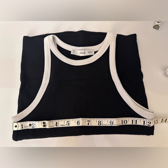 Mango Cotton Contrast Trim Black White Racer Back Sleveless Tank Top (XS) - Picture 5 of 10